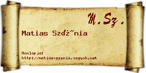Matias Szénia névjegykártya